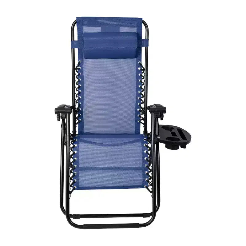 Fauteuil inclinable zéro gravité pliable et réglable en maille Flash Furniture avec oreiller et plateau porte-gobelet, lot de 2