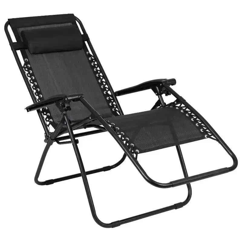 Fauteuil inclinable zéro gravité pliable et réglable en maille Flash Furniture avec oreiller et plateau porte-gobelet, lot de 2