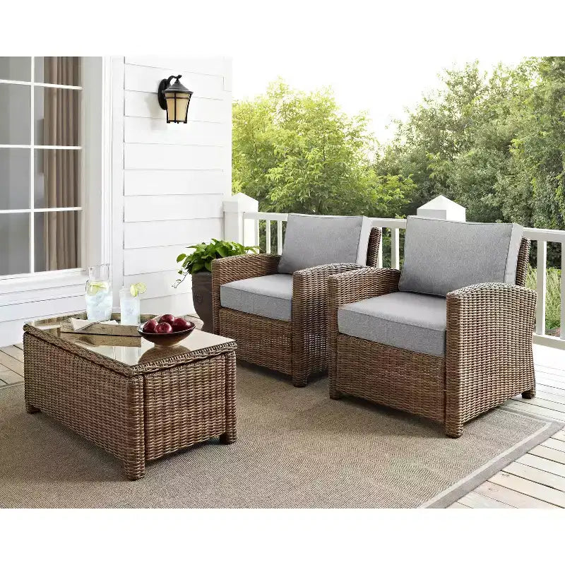 Ensemble de 2 fauteuils d'extérieur en osier Bradenton – Crosley