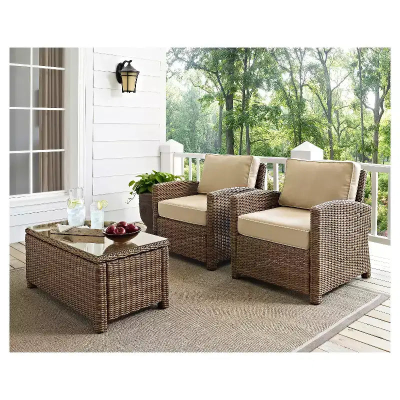 Ensemble de 2 fauteuils d'extérieur en osier Bradenton – Crosley