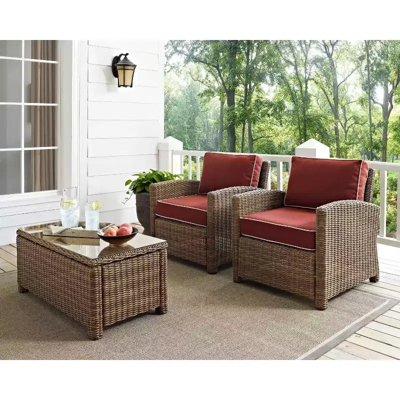 Ensemble de 2 fauteuils d'extérieur en osier Bradenton – Crosley