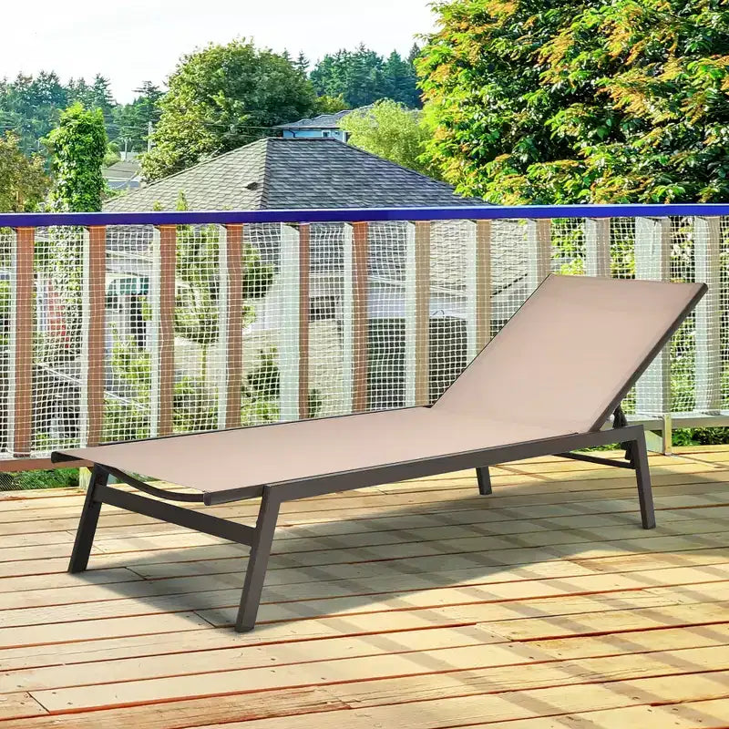 Costway Chaise Longue de Patio Transat Inclinable à Dossier Réglable Jardin Terrasse Marron\Noir