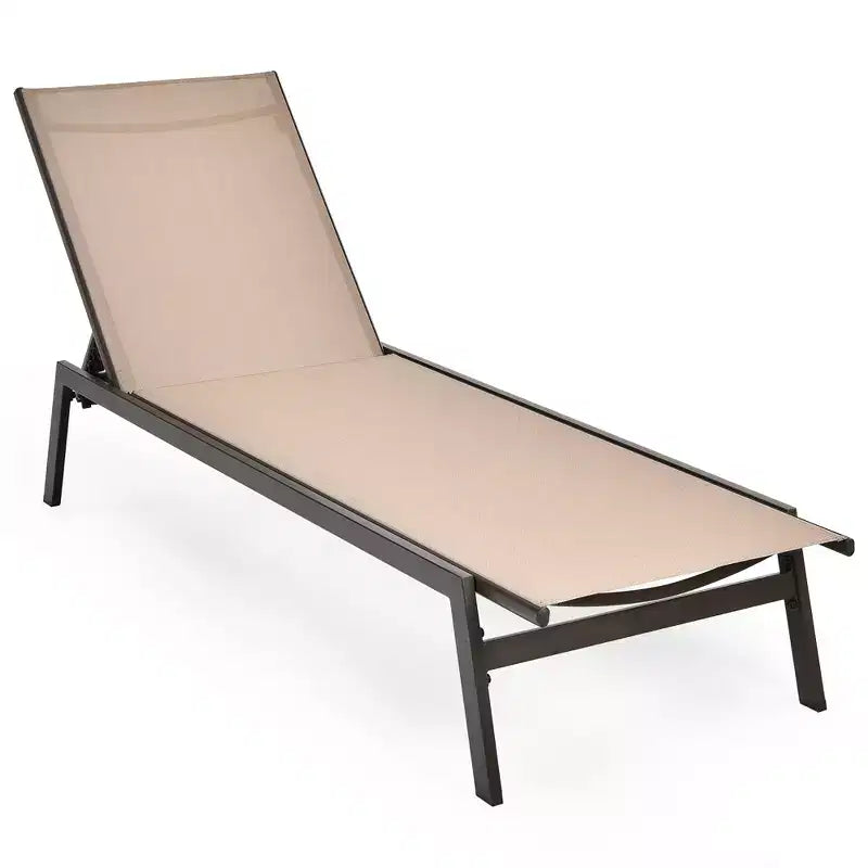 Costway Chaise Longue de Patio Transat Inclinable à Dossier Réglable Jardin Terrasse Marron\Noir