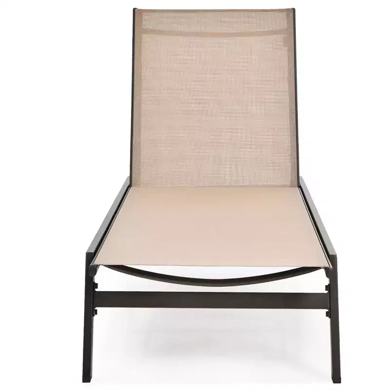 Costway Chaise Longue de Patio Transat Inclinable à Dossier Réglable Jardin Terrasse Marron\Noir