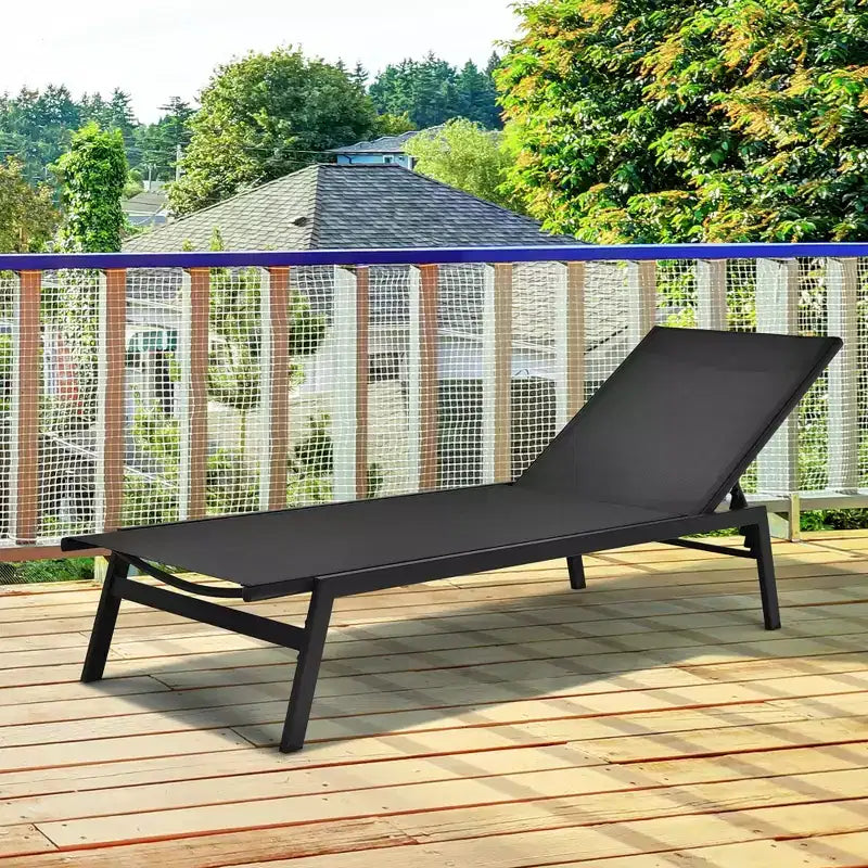 Costway Chaise Longue de Patio Transat Inclinable à Dossier Réglable Jardin Terrasse Marron\Noir