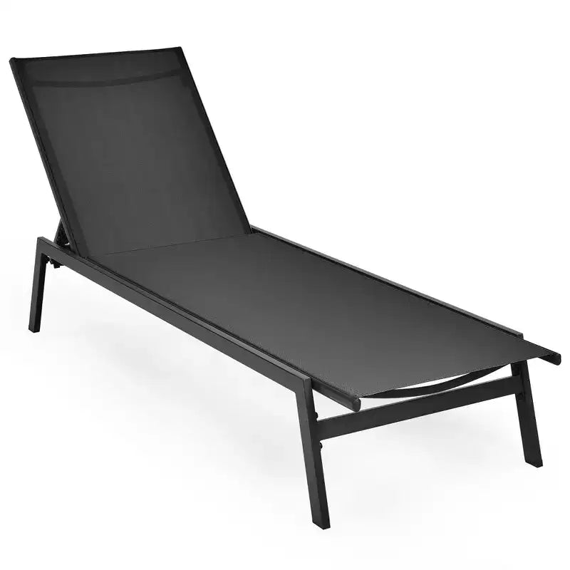 Costway Chaise Longue de Patio Transat Inclinable à Dossier Réglable Jardin Terrasse Marron\Noir