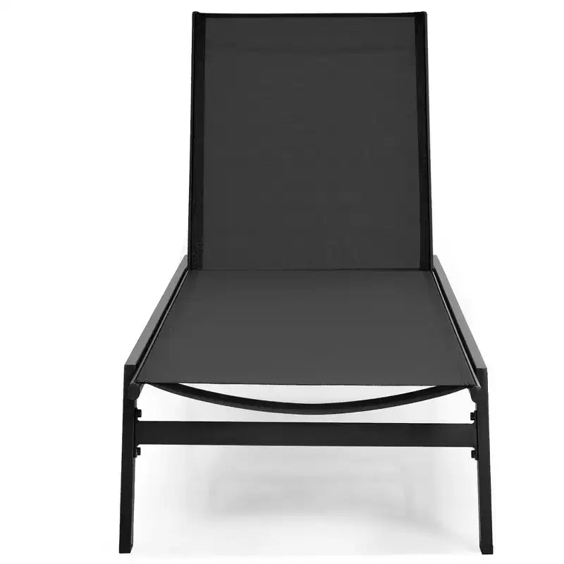 Costway Chaise Longue de Patio Transat Inclinable à Dossier Réglable Jardin Terrasse Marron\Noir