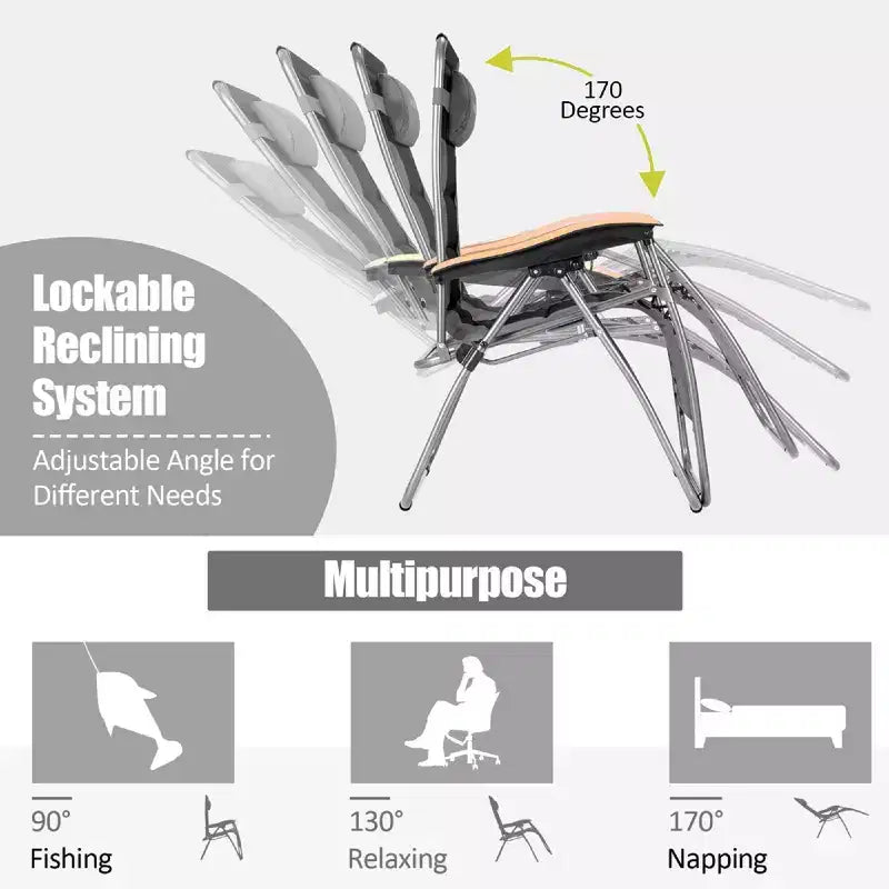 Costway Chaise longue zéro gravité rembourrée surdimensionnée pliable réglable
