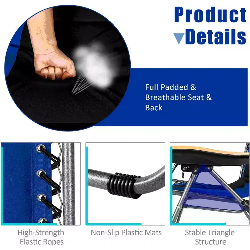 Costway Chaise longue zéro gravité rembourrée surdimensionnée pliable réglable