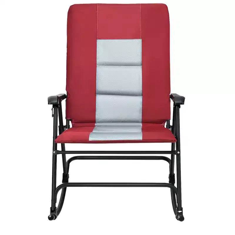 Lot de 2 fauteuils à bascule pliants rembourrés Costway pour patio, jardin, camping, rouge/bleu