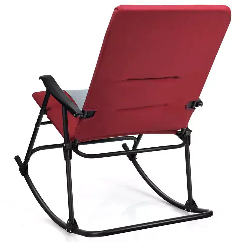 Lot de 2 fauteuils à bascule pliants rembourrés Costway pour patio, jardin, camping, rouge/bleu