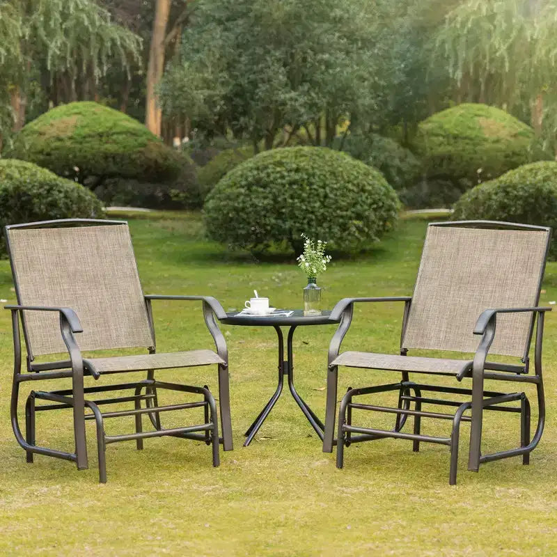 Outsunny Balancelle 2 places pour l'extérieur avec tissu en maille respirant, cadre en acier pour jardin, arrière-cour, patio, marron/kaki foncé