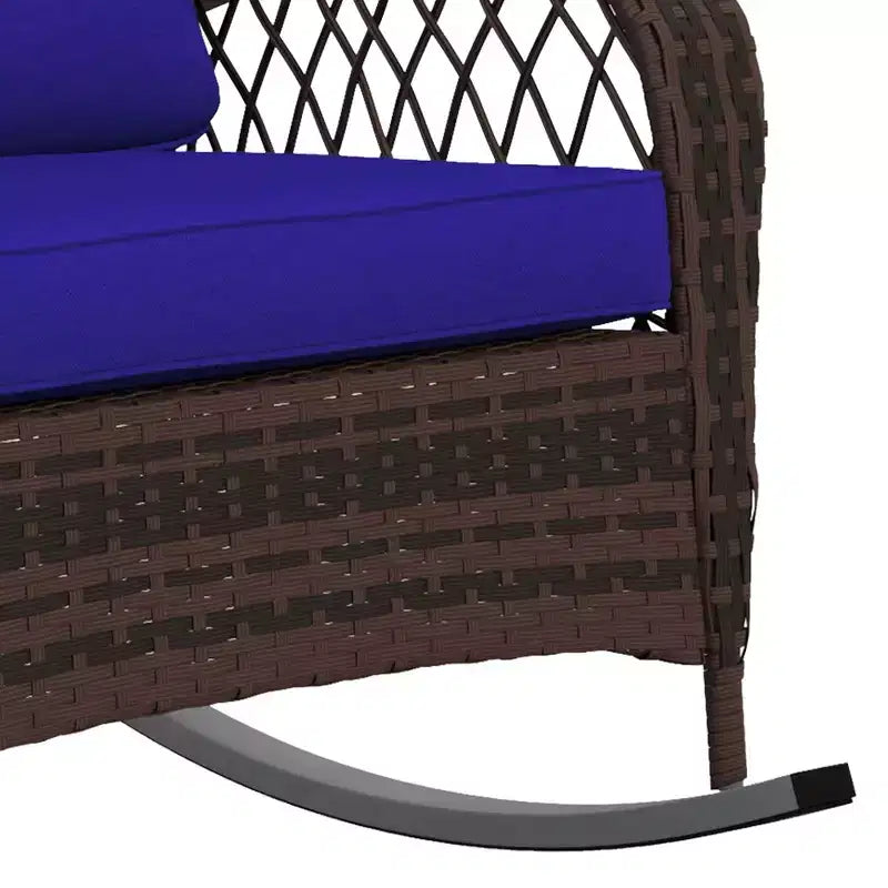 Fauteuil à bascule d'extérieur en osier Outsunny, fauteuil à bascule inclinable en rotin PE pour terrasse avec coussin moelleux, pour jardin, cour arrière, porche