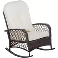 Outsunny Outdoor Wicker Rocking Chair, Patio PE Rattan Recliner Rocker Chair with Soft Cushion, for Garden Backyard Porch