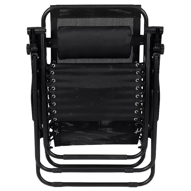 Merrick Lane Lot de 2 chaises pliantes rembourrées en filet Zero Gravity avec oreiller amovible et porte-gobelet