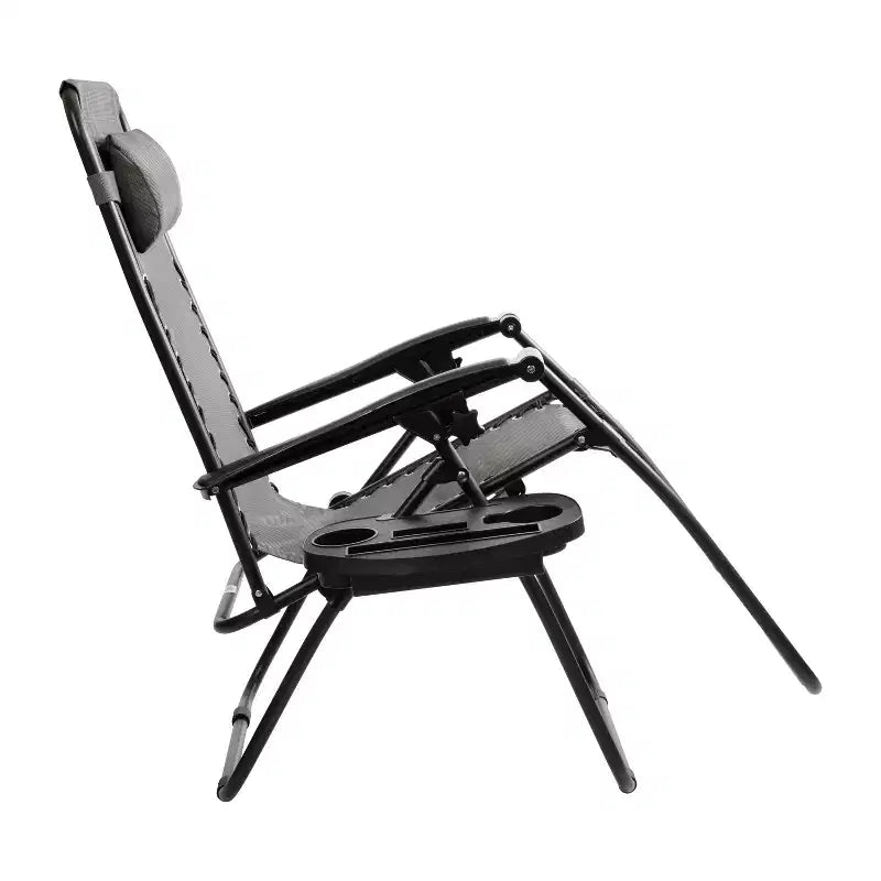 Merrick Lane Lot de 2 chaises pliantes rembourrées en filet Zero Gravity avec oreiller amovible et porte-gobelet