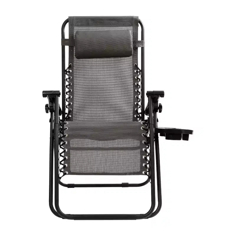 Merrick Lane Lot de 2 chaises pliantes rembourrées en filet Zero Gravity avec oreiller amovible et porte-gobelet