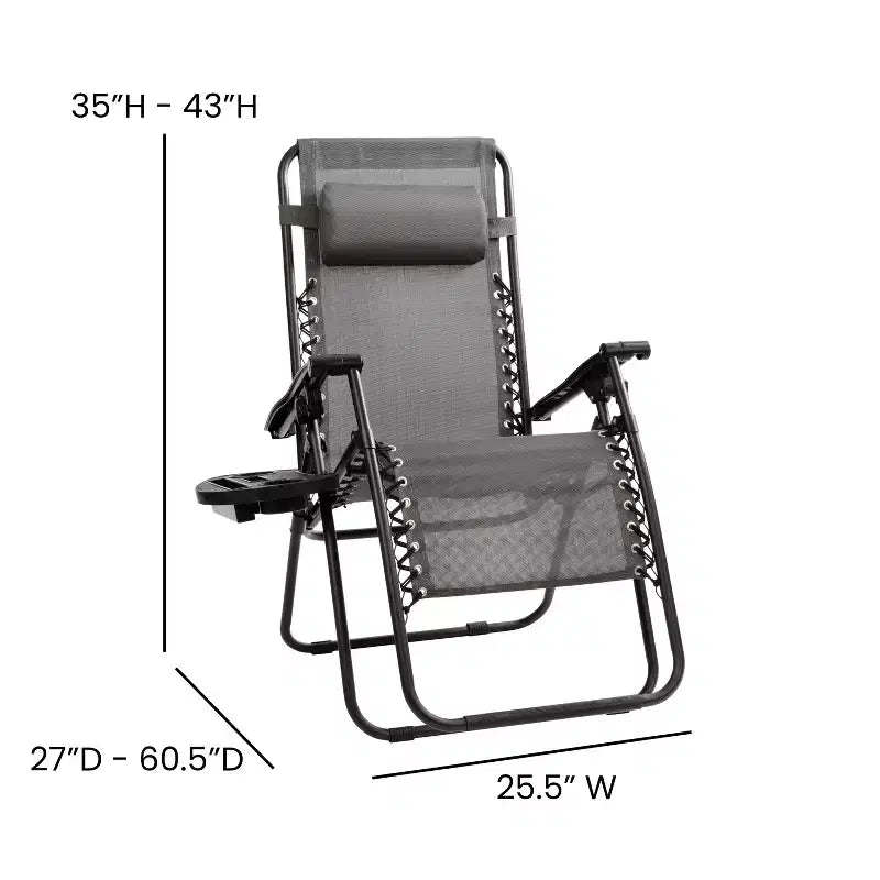 Merrick Lane Lot de 2 chaises pliantes rembourrées en filet Zero Gravity avec oreiller amovible et porte-gobelet