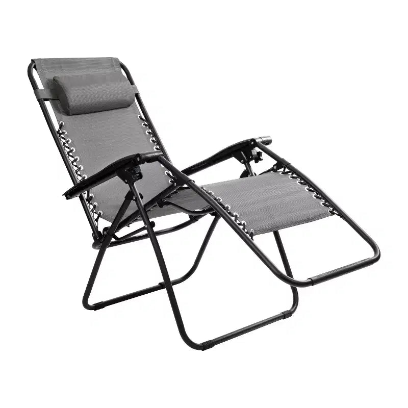 Merrick Lane Lot de 2 chaises pliantes rembourrées en filet Zero Gravity avec oreiller amovible et porte-gobelet