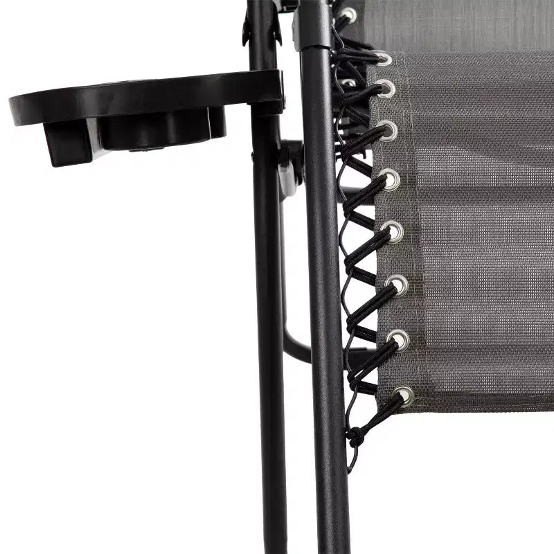 Merrick Lane Lot de 2 chaises pliantes rembourrées en filet Zero Gravity avec oreiller amovible et porte-gobelet