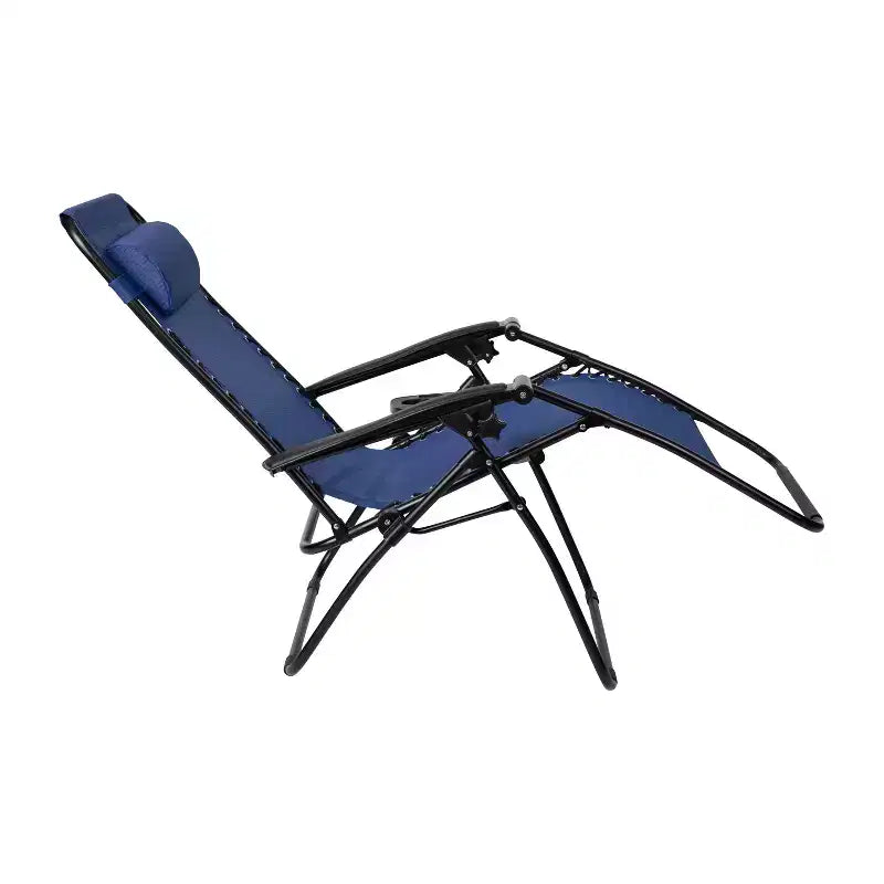Merrick Lane Lot de 2 chaises pliantes rembourrées en filet Zero Gravity avec oreiller amovible et porte-gobelet