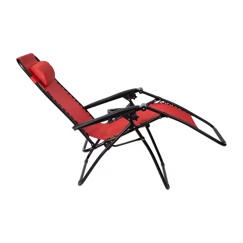 Merrick Lane Lot de 2 chaises pliantes rembourrées en filet Zero Gravity avec oreiller amovible et porte-gobelet