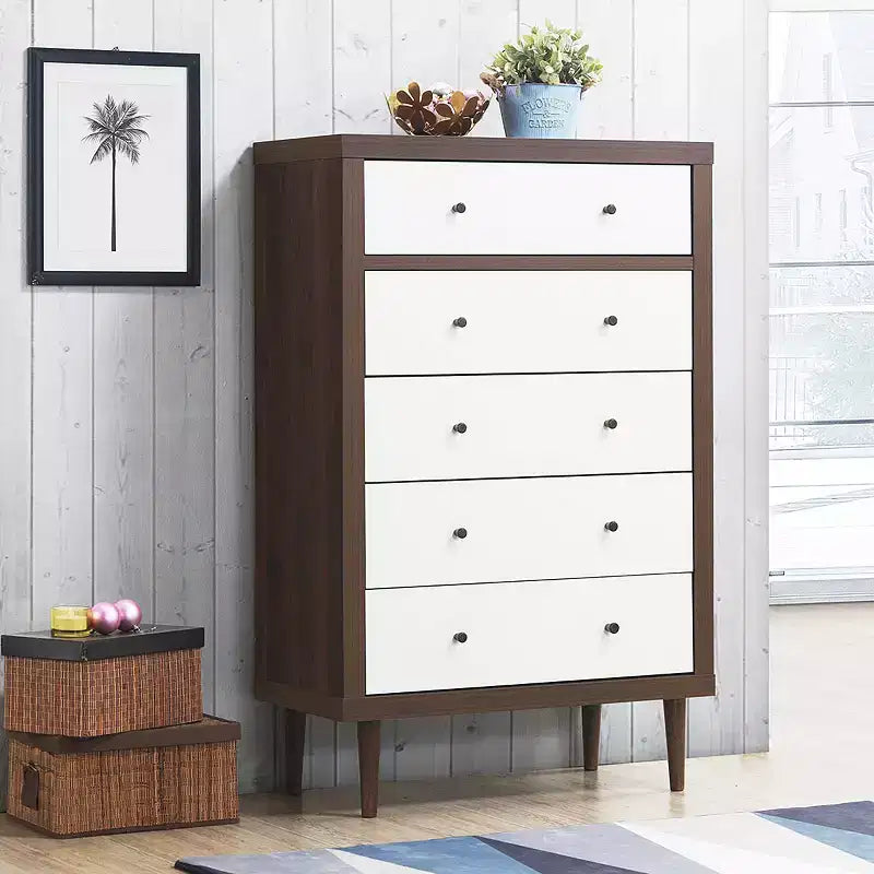 Costway Commode à 5 tiroirs en bois Meuble de rangement Autonome