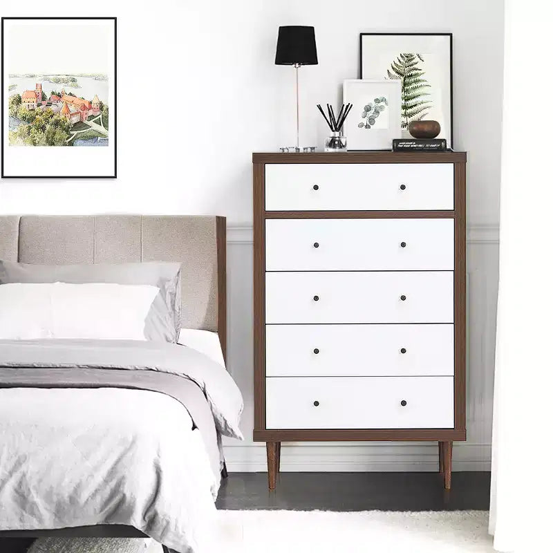 Costway Commode à 5 tiroirs en bois Meuble de rangement Autonome