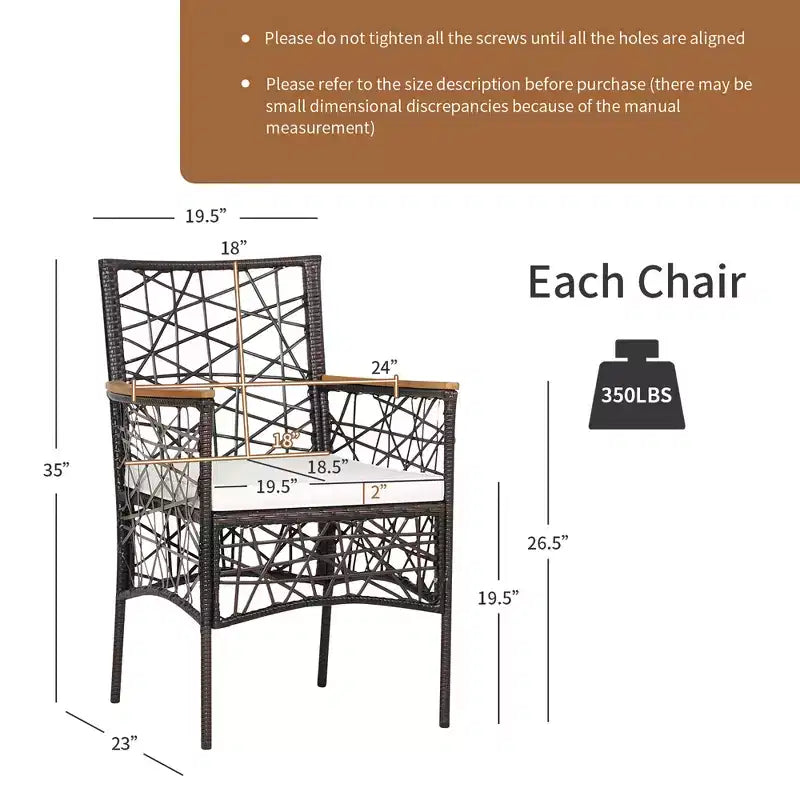 Costway Chaises de Bistro en Rotin PE pour Terrasse, Lot de 2, Accoudoirs en Bois d'Acacia avec Coussins, pour Extérieur