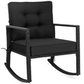 Outdoor Rattan Rocking Chair with Cushion - WELLFOR