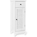 Costway Bathroom Floor Storage Cabinet Side Wooden Organizer w/ Drawer & Shutter Door