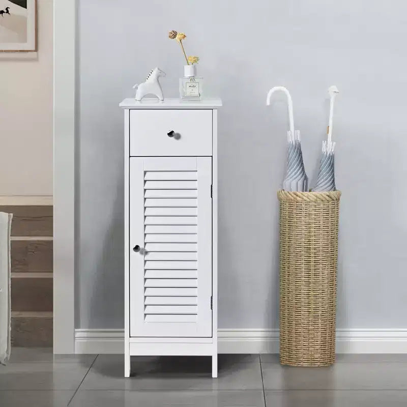 Meuble de Rangement au Sol pour Salle de Bain Costway avec Tiroir et Porte à Volets
