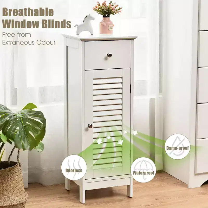 Meuble de Rangement au Sol pour Salle de Bain Costway avec Tiroir et Porte à Volets