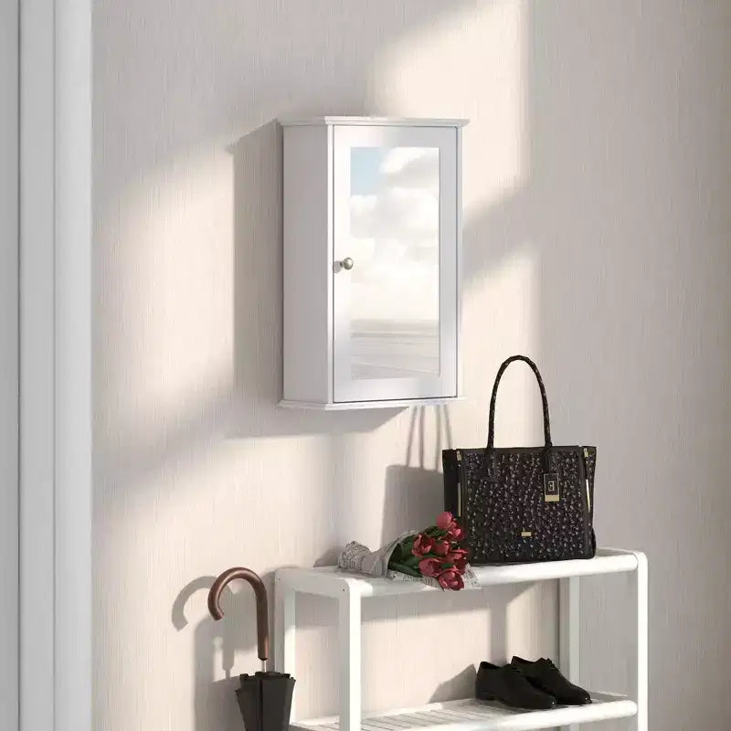 Armoire de toilette Costway avec miroir et porte réversible, organisateur de rangement