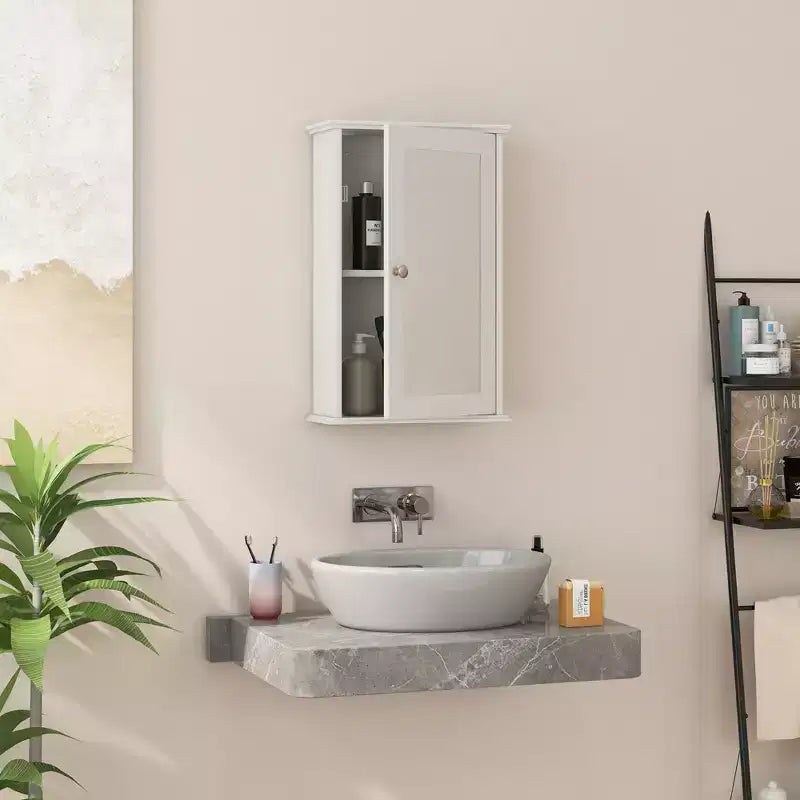 Armoire de toilette Costway avec miroir et porte réversible, organisateur de rangement