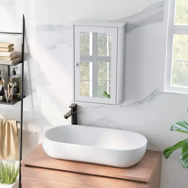 Armoire de toilette Costway avec miroir et porte réversible, organisateur de rangement