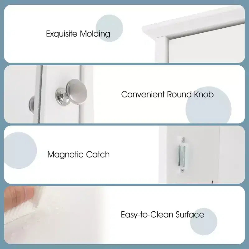 Armoire de toilette Costway avec miroir et porte réversible, organisateur de rangement