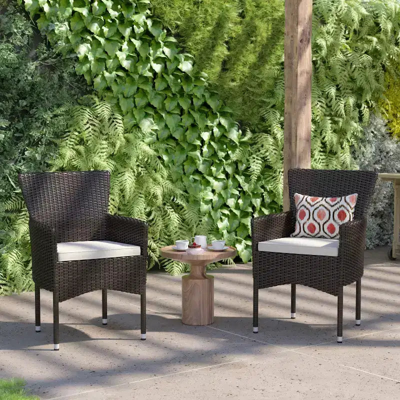 Flash Furniture Maxim, fauteuils de patio modernes en osier pour terrasse ou jardin, cadres et coussins résistants à la décoloration et aux intempéries