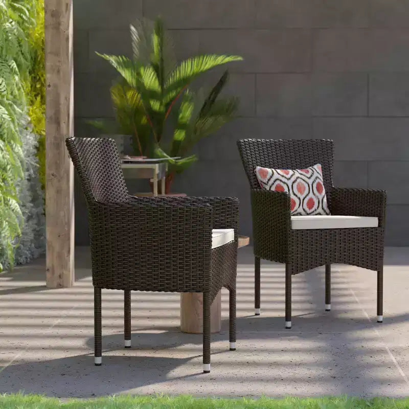 Flash Furniture Maxim, fauteuils de patio modernes en osier pour terrasse ou jardin, cadres et coussins résistants à la décoloration et aux intempéries
