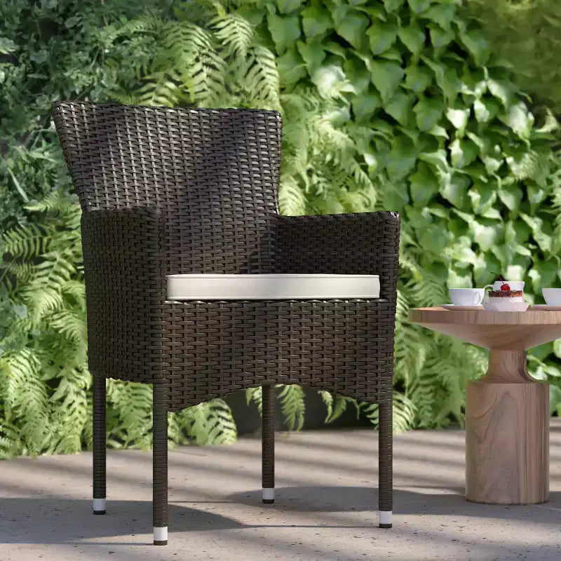 Flash Furniture Maxim, fauteuils de patio modernes en osier pour terrasse ou jardin, cadres et coussins résistants à la décoloration et aux intempéries