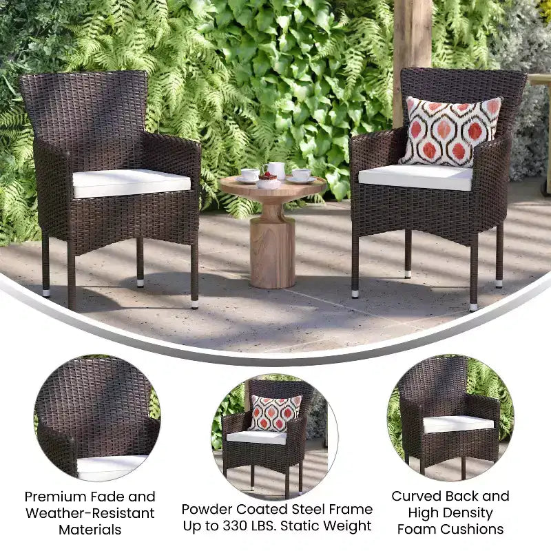 Flash Furniture Maxim, fauteuils de patio modernes en osier pour terrasse ou jardin, cadres et coussins résistants à la décoloration et aux intempéries