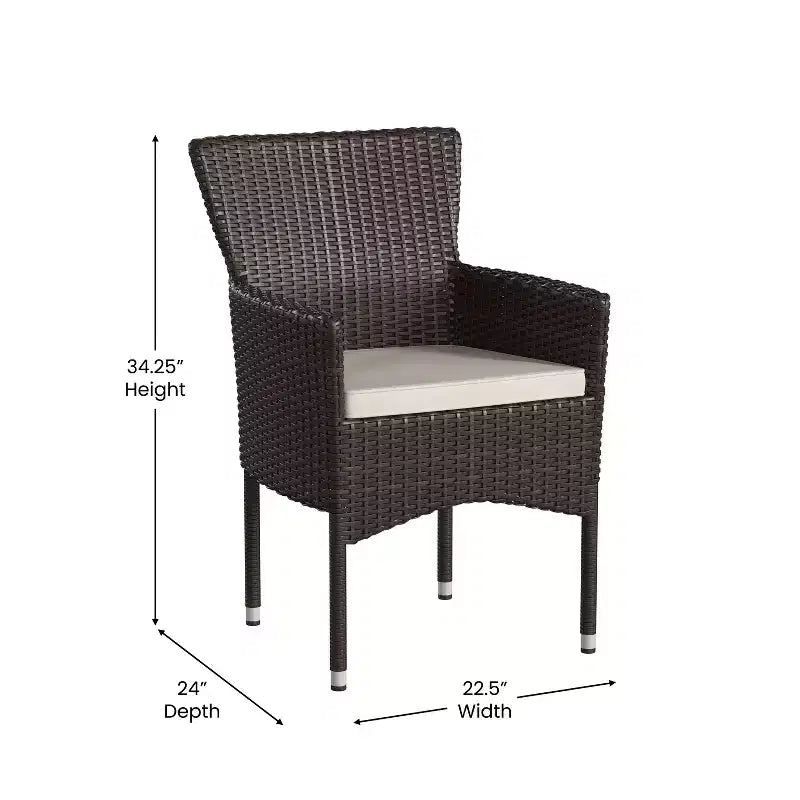 Flash Furniture Maxim, fauteuils de patio modernes en osier pour terrasse ou jardin, cadres et coussins résistants à la décoloration et aux intempéries