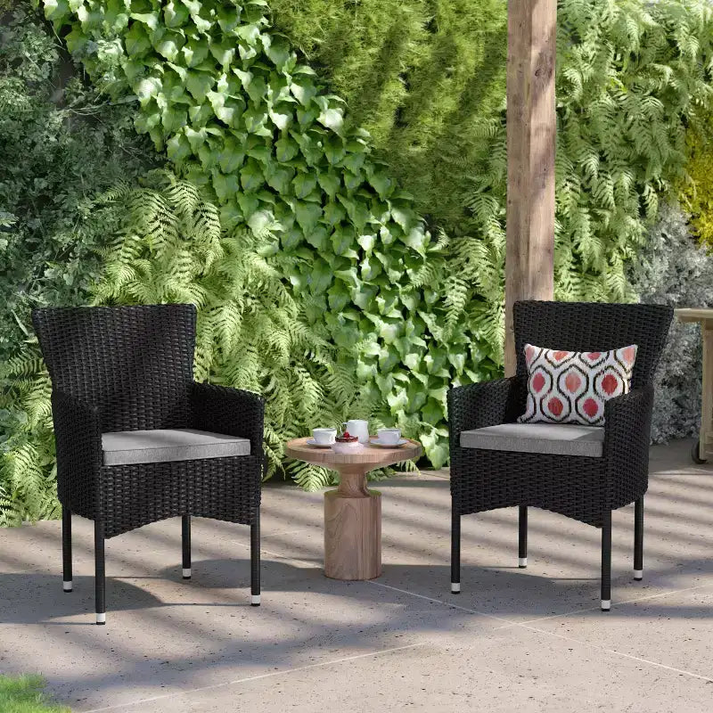 Flash Furniture Maxim, fauteuils de patio modernes en osier pour terrasse ou jardin, cadres et coussins résistants à la décoloration et aux intempéries