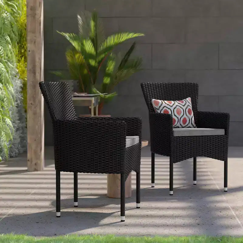 Flash Furniture Maxim, fauteuils de patio modernes en osier pour terrasse ou jardin, cadres et coussins résistants à la décoloration et aux intempéries
