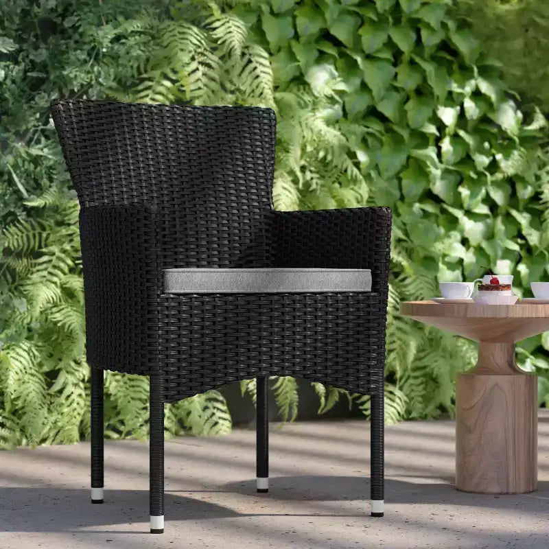 Flash Furniture Maxim, fauteuils de patio modernes en osier pour terrasse ou jardin, cadres et coussins résistants à la décoloration et aux intempéries