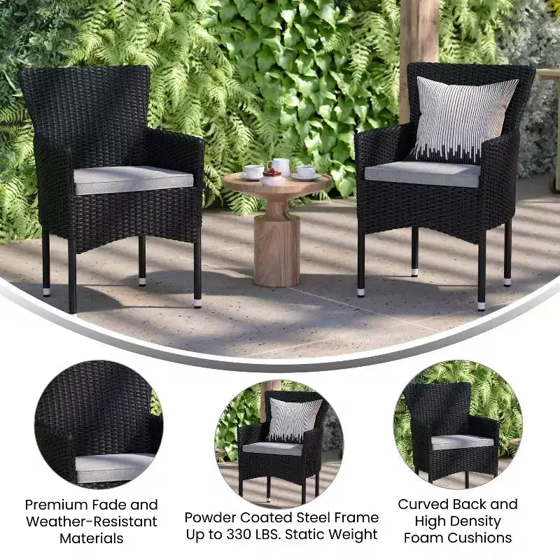Flash Furniture Maxim, fauteuils de patio modernes en osier pour terrasse ou jardin, cadres et coussins résistants à la décoloration et aux intempéries