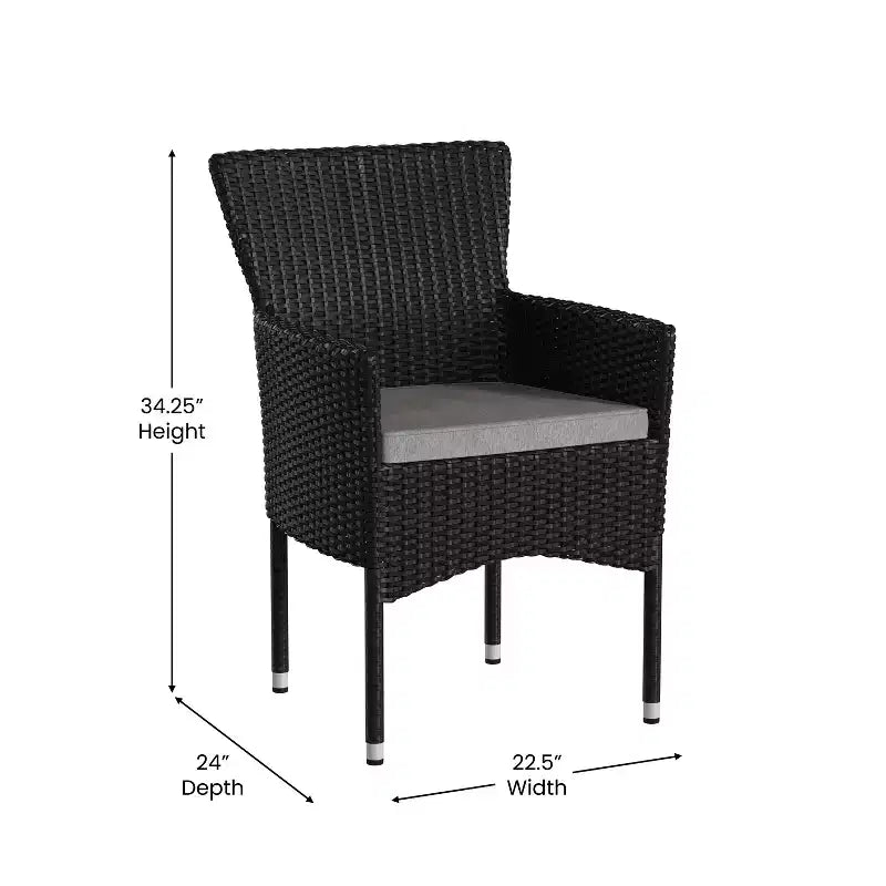 Flash Furniture Maxim, fauteuils de patio modernes en osier pour terrasse ou jardin, cadres et coussins résistants à la décoloration et aux intempéries