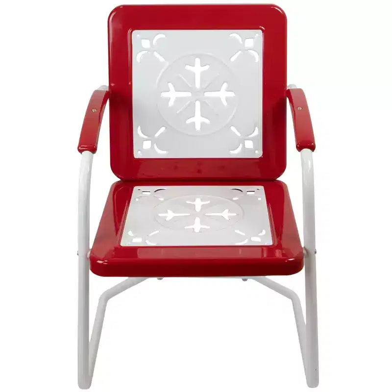 Fauteuil de jardin rétro en acier tulipe Northlight 35, rouge et blanc