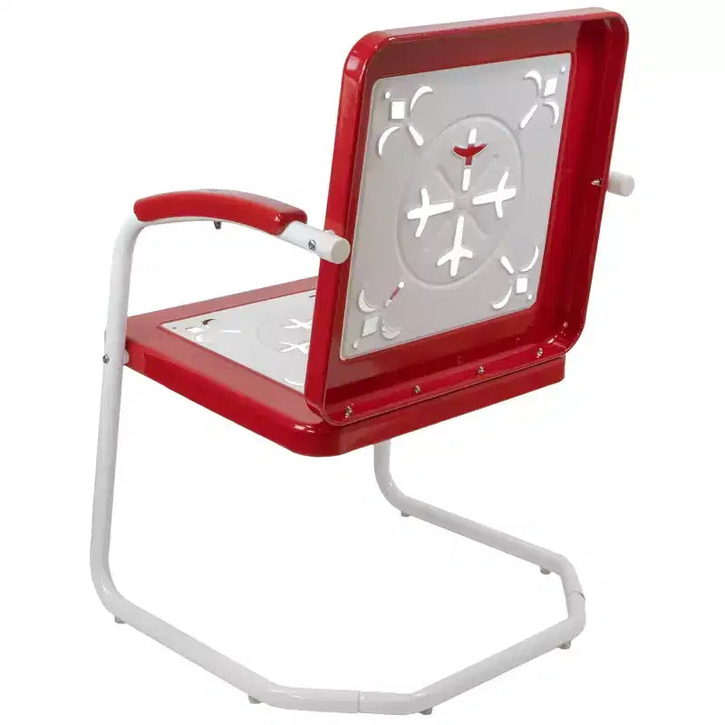 Fauteuil de jardin rétro en acier tulipe Northlight 35, rouge et blanc