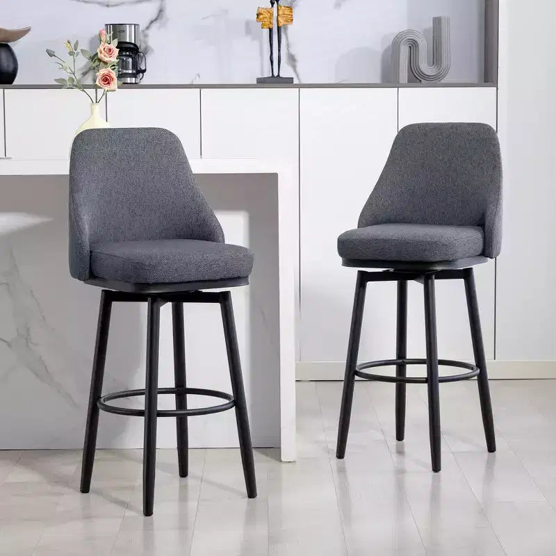 HOMCOM Extra Tall Bar Stools Set of 2, Modern 360 Swivel Barstools, Dining Room Chairs with Steel Legs and Footrest, Dark gray